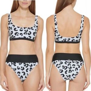 DKNY Women's Leopard-Print Bikini Top and Matching Bottoms Swimwear Size XS NWT